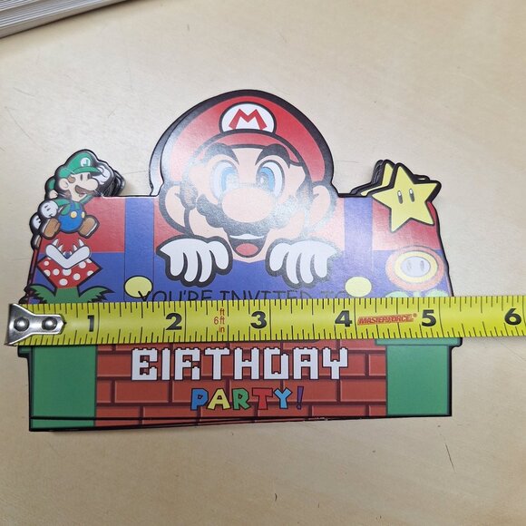 Gamer Birthday Party Invitations With Envelopes 24 Star Power Mario Luigi - Picture 4 of 4